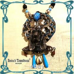 Luxury jewelry necklace vintage art nouveau deco liberty pendant woman charm dog