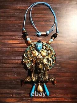 Luxury jewelry necklace vintage art nouveau deco liberty pendant woman charm dog