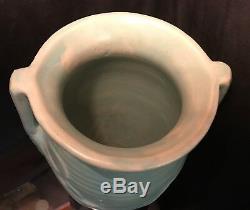 MCCOY Art DECO Pottery SAND DOLLAR MATTE Green Glaze Vase 14 TALL USA