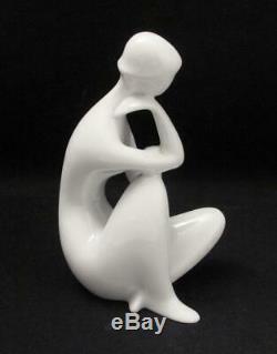 MID Century Royal Dux Bohemia White Porcelain Nude Female Lady Figure Art Deco