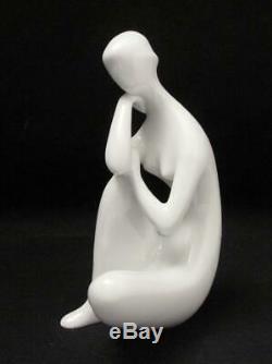 MID Century Royal Dux Bohemia White Porcelain Nude Female Lady Figure Art Deco