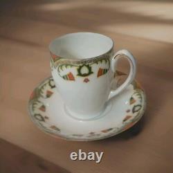 MZ Austria Porcelain Art Deco Era SET 4 Demitasse Cup + 5 Saucer + Chocolate Pot