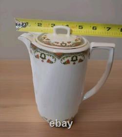 MZ Austria Porcelain Art Deco Era SET 4 Demitasse Cup + 5 Saucer + Chocolate Pot