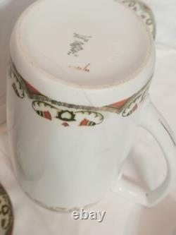 MZ Austria Porcelain Art Deco Era SET 4 Demitasse Cup + 5 Saucer + Chocolate Pot