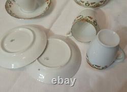 MZ Austria Porcelain Art Deco Era SET Demitasse x4, Saucer x5, Chocolate Pot