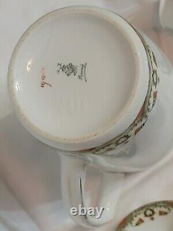 MZ Austria Porcelain Art Deco Era SET Demitasse x4, Saucer x5, Chocolate Pot