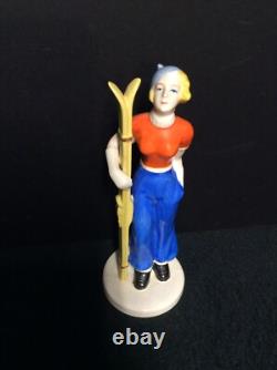 Made in Japan Art Deco Stylish Lady with Skis