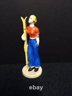 Made in Japan Art Deco Stylish Lady with Skis