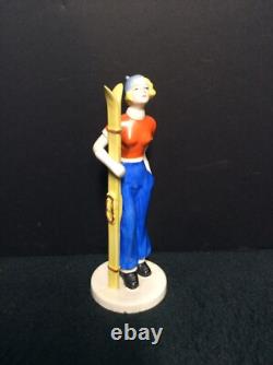 Made in Japan Art Deco Stylish Lady with Skis