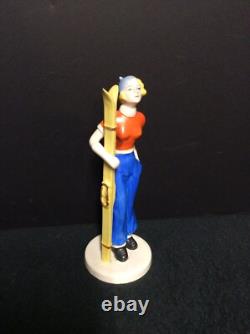 Made in Japan Art Deco Stylish Lady with Skis