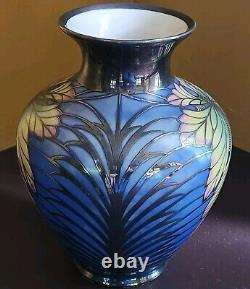 Manfred Veyhl Silver Overlay Porcelain Vase Art Deco 8 1940s Rare