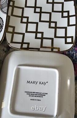 Mary Kay Gold Porcelain Polka Dots Art Deco Design Tea Cup/Coffee Mug Saucer x6