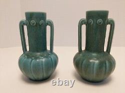 Matched Pair Of Rookwood Pottery Vases #6356 Mottled Green Glaze XXXIV
