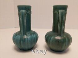 Matched Pair Of Rookwood Pottery Vases #6356 Mottled Green Glaze XXXIV