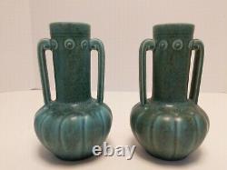 Matched Pair Of Rookwood Pottery Vases #6356 Mottled Green Glaze XXXIV