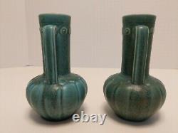 Matched Pair Of Rookwood Pottery Vases #6356 Mottled Green Glaze XXXIV