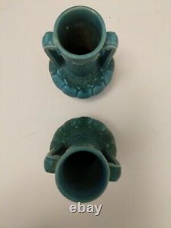 Matched Pair Of Rookwood Pottery Vases #6356 Mottled Green Glaze XXXIV