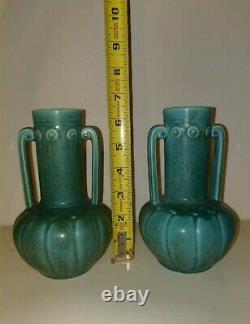 Matched Pair Of Rookwood Pottery Vases #6356 Mottled Green Glaze XXXIV