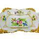 Meissen Porcelain Hand Painted Serving Dish Platter With Flowers And Gold