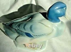 Metzler & Ortloff Mallard Duck Blue & White Vintage Art Deco Germany Porcelain