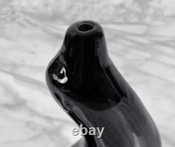 Mid-Century Art Deco Black Porcelain Seal Figural Sculpture