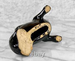 Mid-Century Art Deco Black Porcelain Seal Figural Sculpture