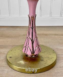 Mid-Century Art Deco Pink Foliage Porcelain Smokers Stand Ashtray