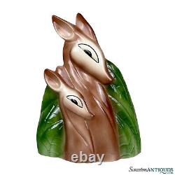 Mid-Century Art Deco Porcelain Double Deer TV Lamp with Planter