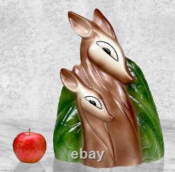 Mid-Century Art Deco Porcelain Double Deer TV Lamp with Planter