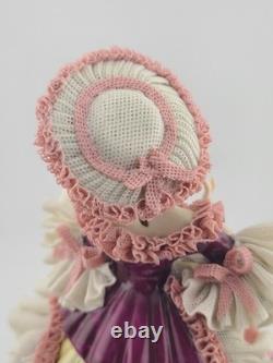 Mid Century Authentic Dresden Lace Porcelain Lady Figurine Rococo Dress Handmade