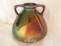 Montieres, French Art Deco Iridescent Ceramic Vase, Signed, 1930 Years