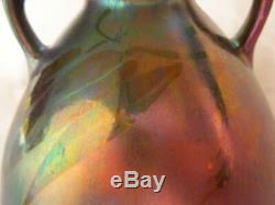 Montieres, French Art Deco Iridescent Ceramic Vase, Signed, 1930 Years