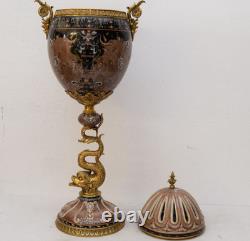 Monumental Art Deco Egg-Shaped Vase Ceramic & Bronze Sign Decor Art Gift Home Monumental Art Deco Egg-Shaped Vase Ceramic & Bronze Sign Decor Art Gift Home