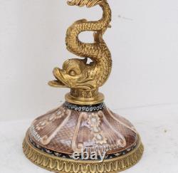 Monumental Art Deco Egg-Shaped Vase Ceramic & Bronze Sign Decor Art Gift Home