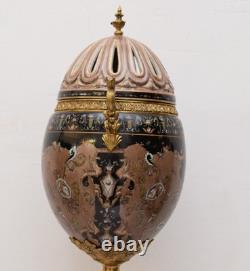 Monumental Art Deco Egg-Shaped Vase Ceramic & Bronze Sign Decor Art Gift Home