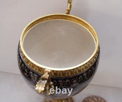 Monumental Art Deco Egg-Shaped Vase Ceramic & Bronze Sign Decor Art Gift Home