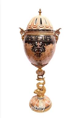 Monumental Art Deco Egg-Shaped Vase Ceramic & Bronze Sign Decor Art Gift Home