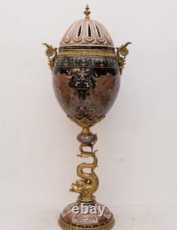 Monumental Art Deco Egg-Shaped Vase Ceramic & Bronze Sign Decor Art Gift Home