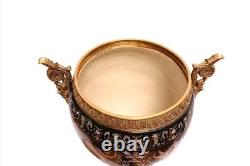 Monumental Art Deco Egg-Shaped Vase Ceramic & Bronze Sign Decor Art Gift Home