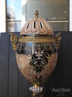 Monumental Art Deco Egg-Shaped Vase Ceramic & Bronze Sign Decor Art Gift Home