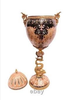 Monumental Art Deco Egg-Shaped Vase Ceramic & Bronze Sign Decor Art Gift Home