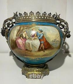 Monumental Sevres Style Cache Pot large 19th century deco antique art porcelain