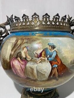 Monumental Sevres Style Cache Pot large 19th century deco antique art porcelain