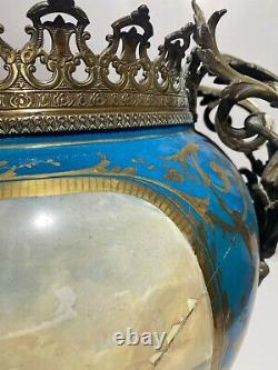 Monumental Sevres Style Cache Pot large 19th century deco antique art porcelain