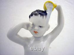 Morning Bathing Boy Vintage USSR Russian LFZ Lomonosov Porcelain Figurine EXC