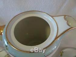 NIPPON Hand Painted White Porcelain Tea SET-Teapot W. 4 Demitasse Cups/Saucers