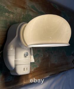 NOS Pair Vtg Art Deco Milk Glass Bathroom Wall Sconces 1920s 1930 1940 Porcelain