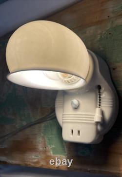 NOS Pair Vtg Art Deco Milk Glass Bathroom Wall Sconces 1920s 1930 1940 Porcelain