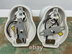 NOS Pair Vtg Art Deco Milk Glass Bathroom Wall Sconces 1920s 1930 1940 Porcelain