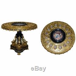 Napoleon III Louis XVI Style Gilt Bronze & Porcelain Plaque Sevres Centre Table